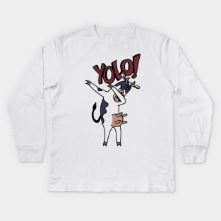 Yolo Dab Cow Kids Long Sleeve T-Shirt